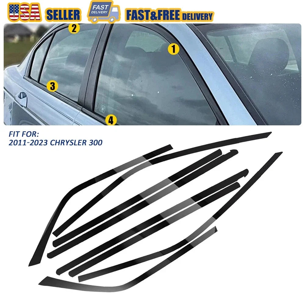 Gloss Black Chrome Delete Window Cover Decal for Chrysler 300 (2011–2023)