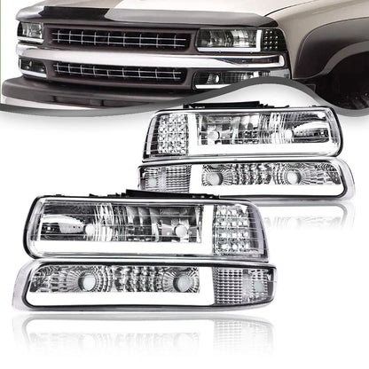 LED Chrome Headlights and Fog Lights for Silverado Suburban Tahoe (1999–2006)