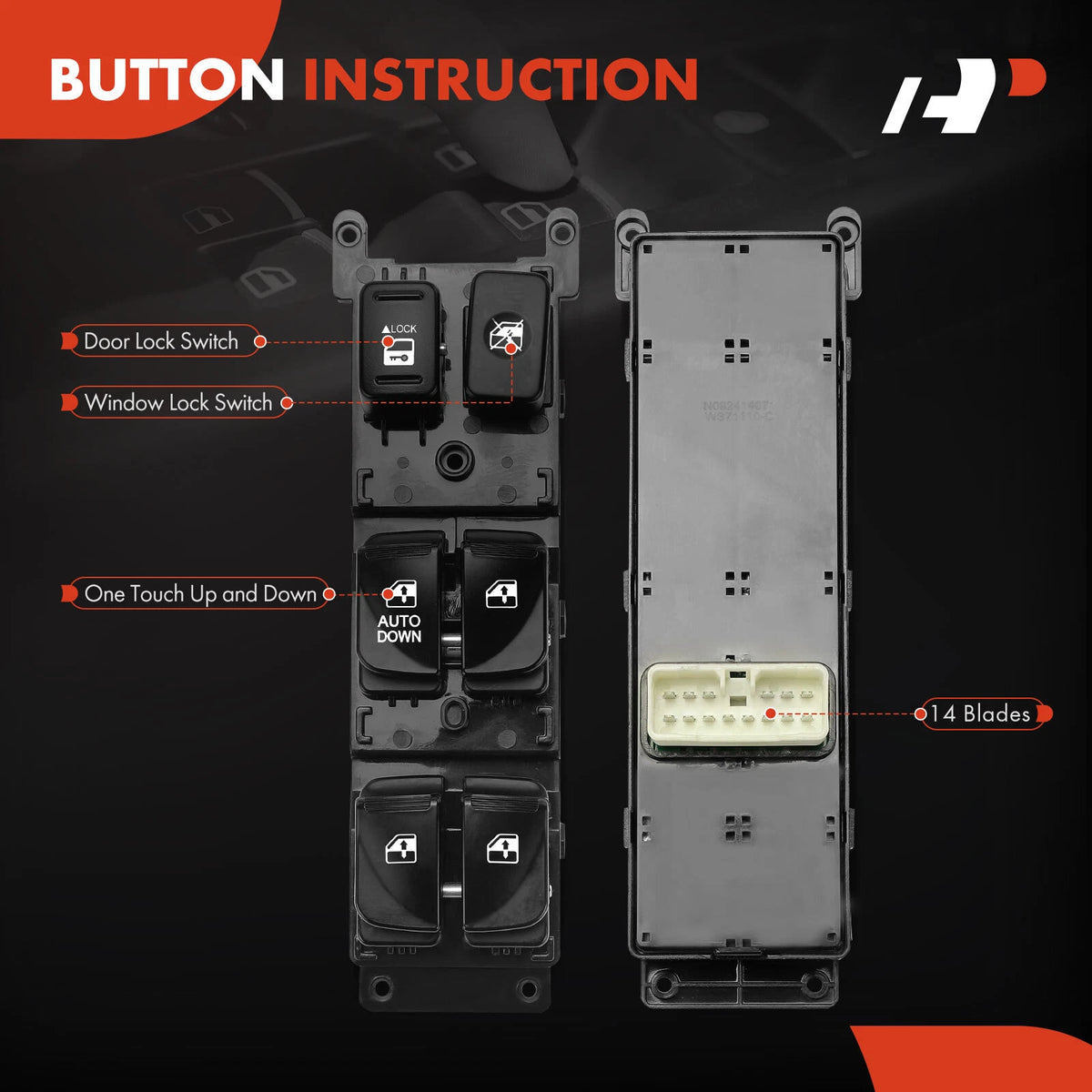 Front Left Power Window Switch for Hyundai Accent (2007–2010) 935701E110