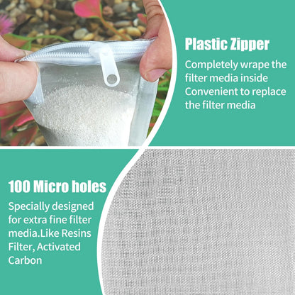 Set of 6 Aquarium Filter Media Bags for Fish Tank 3" x 8" Extra Fine