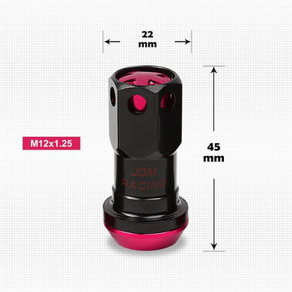 Set of 20 M12X1.25 Pink JDM Closed End Lug Nuts with Spline Locks & Key