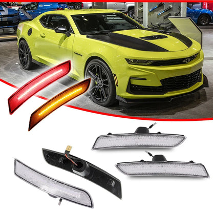 Set of 2 Clear Amber & Red LED Side Marker Lights for Chevrolet Camaro (2016–2023)