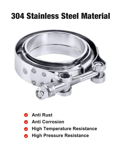 2X V Band Clamp Set 3.0 Inch Stainless Steel with Flange