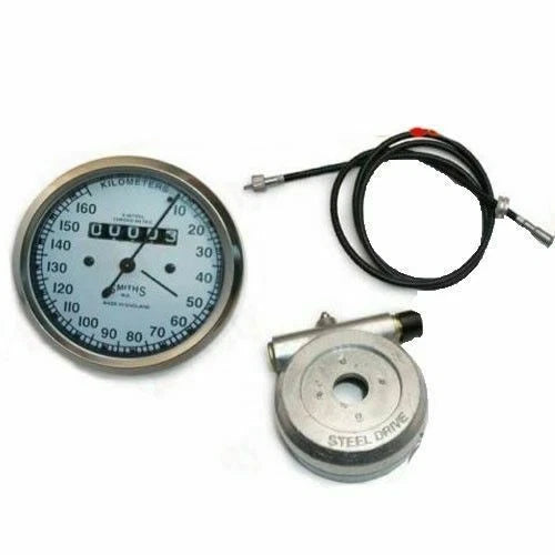 Replica Smiths White Speedo 160 kph with 54 Inch Cable & Alloy Hub Drive
