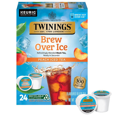 Twinings Brew Over Ice Unsweetened Peach Black Iced Tea 24 Count