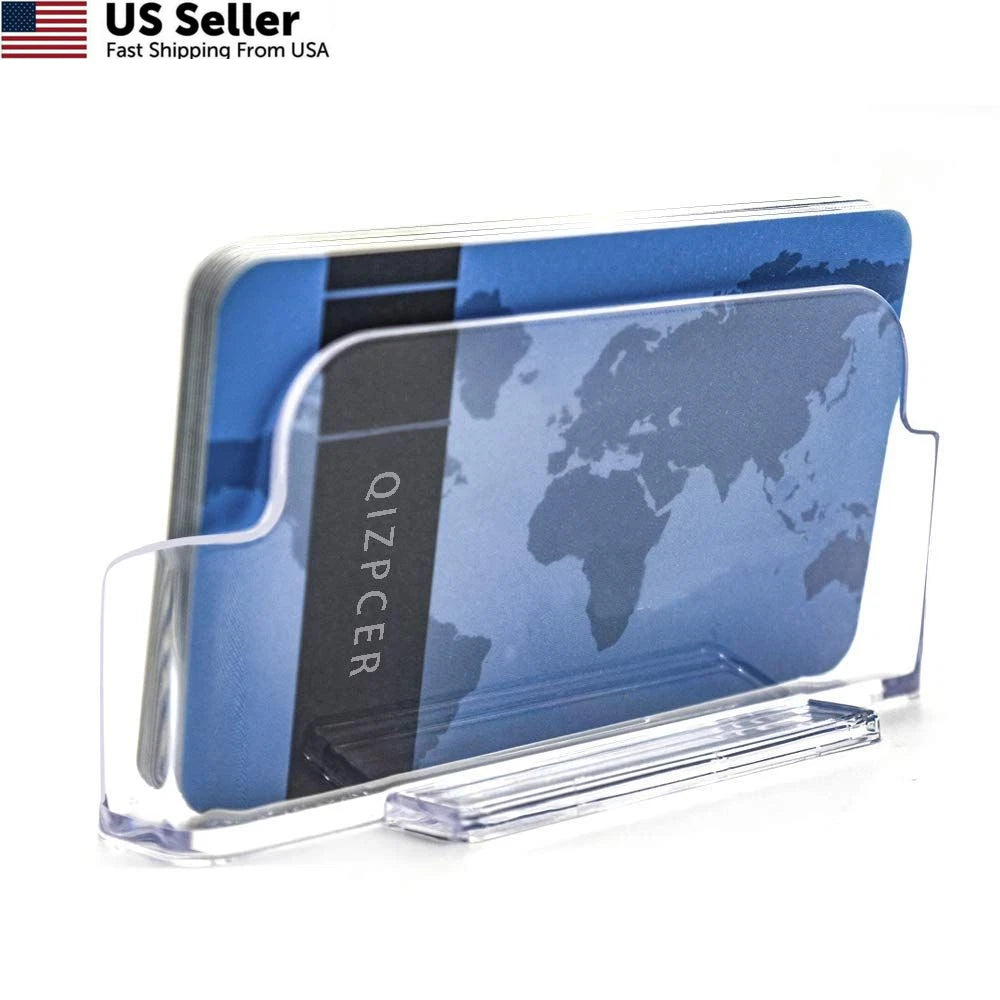 4 Pack Clear Acrylic Business Card Holder Desk Display Stand