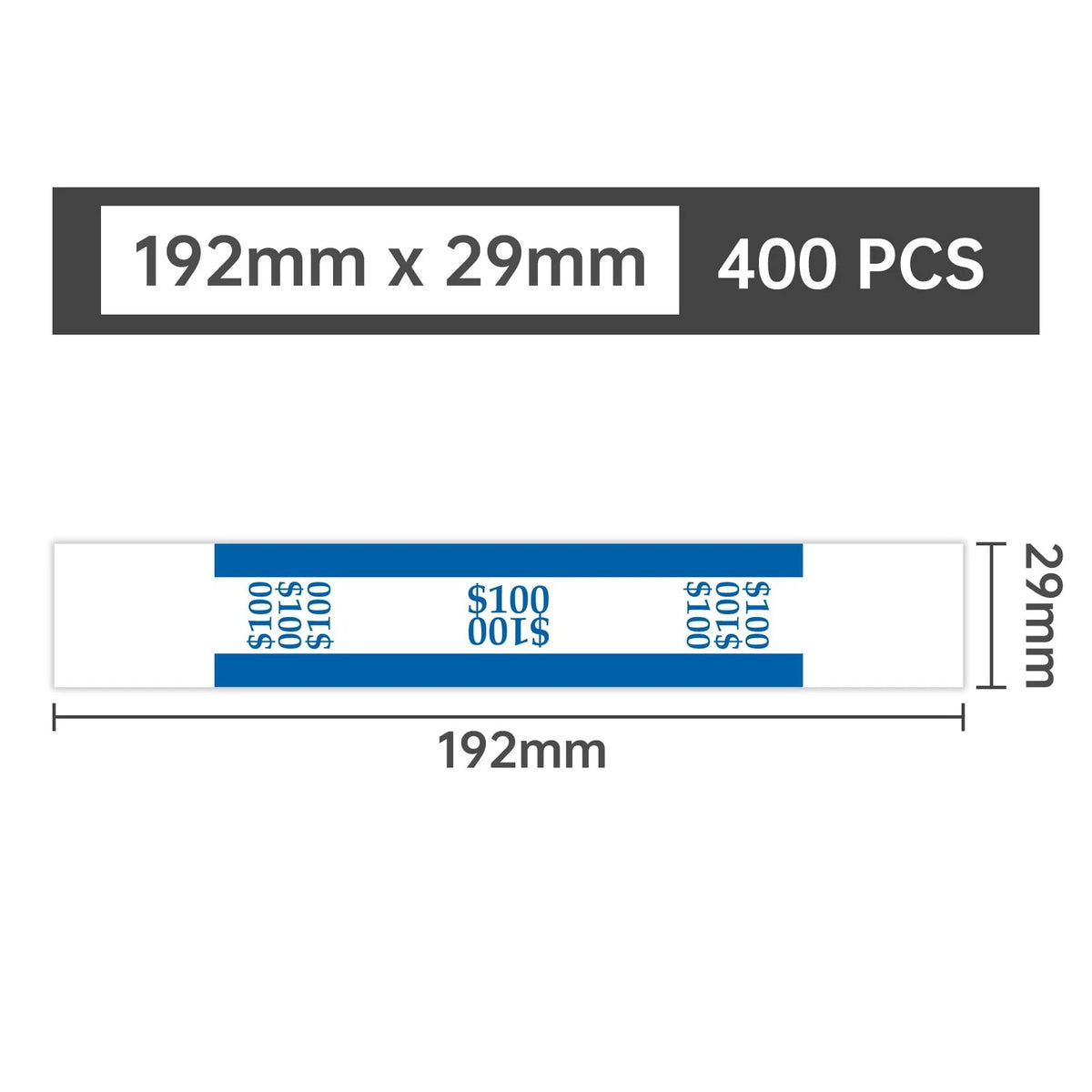 Pack of 400 Self Sealing Currency Straps for Bill