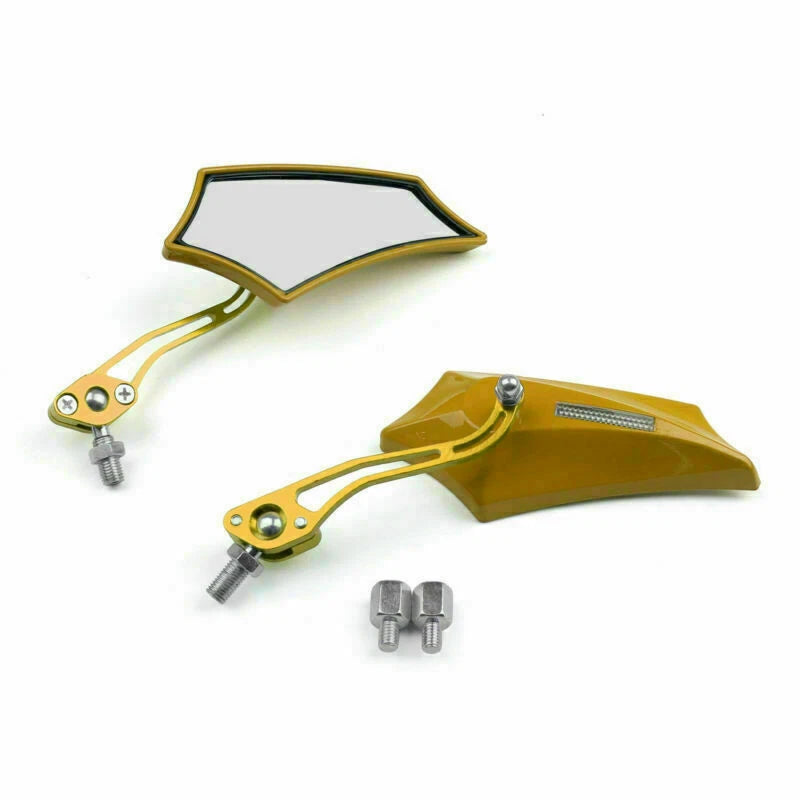 Set of 2 Rear View Mirrors for Motorcycle Chopper Cruiser (M529-A041-Gold)