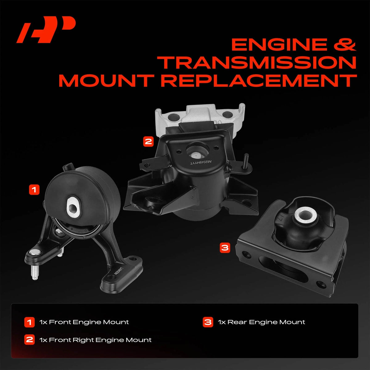 3X Engine Mount for Toyota RAV4 (2006–2008) 9497, EM-9497, 1236128250