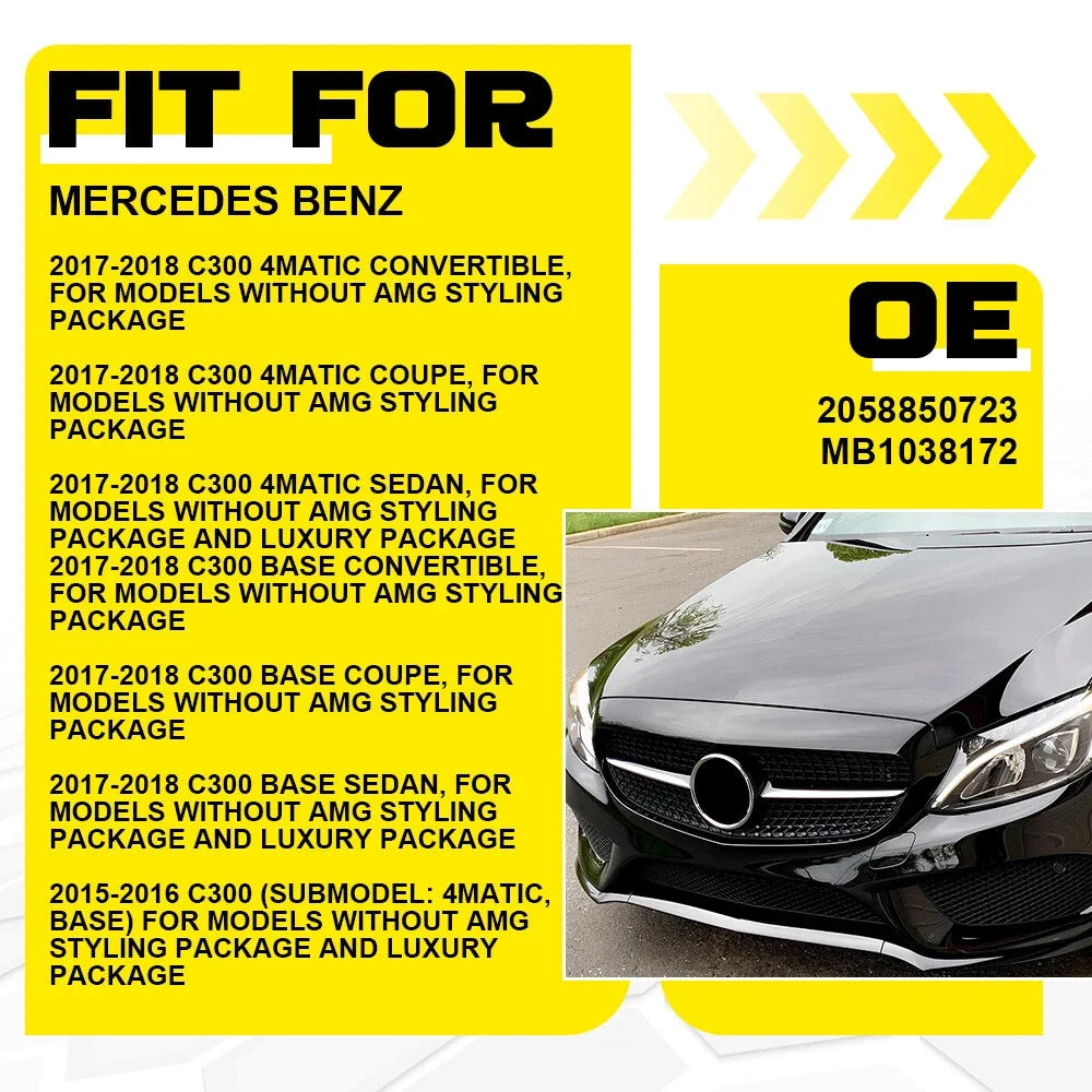 LH Front Fog Light Cover for Mercedes Benz C300 (2015–2018)