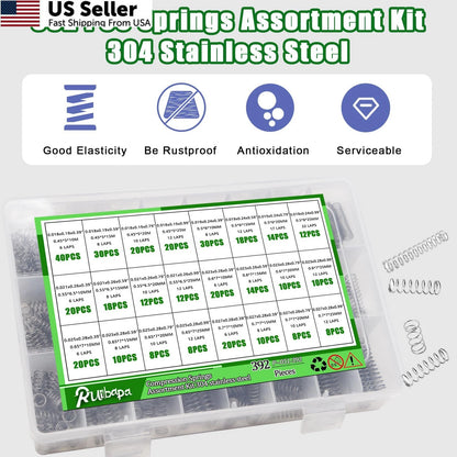 392 PCS Springs Assortment Kit for Various Applications (304 Stainless Steel)