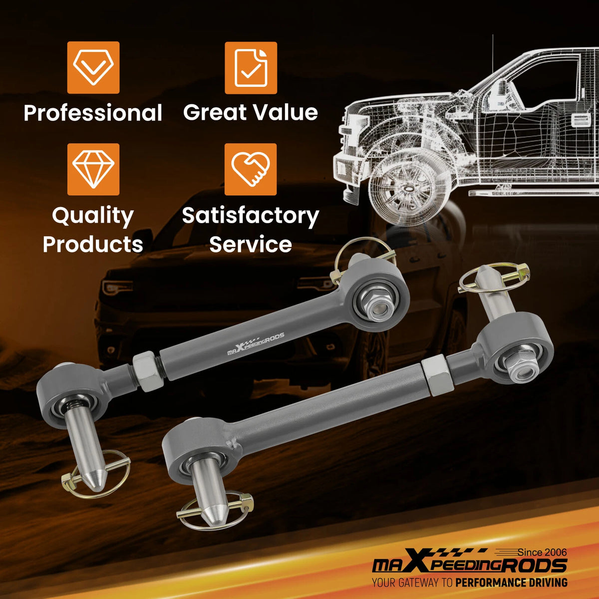 Sway Bar Disconnect Kit for Jeep Wrangler JK (2007–2018) QF81P2, 2.5"-6.0" Lift