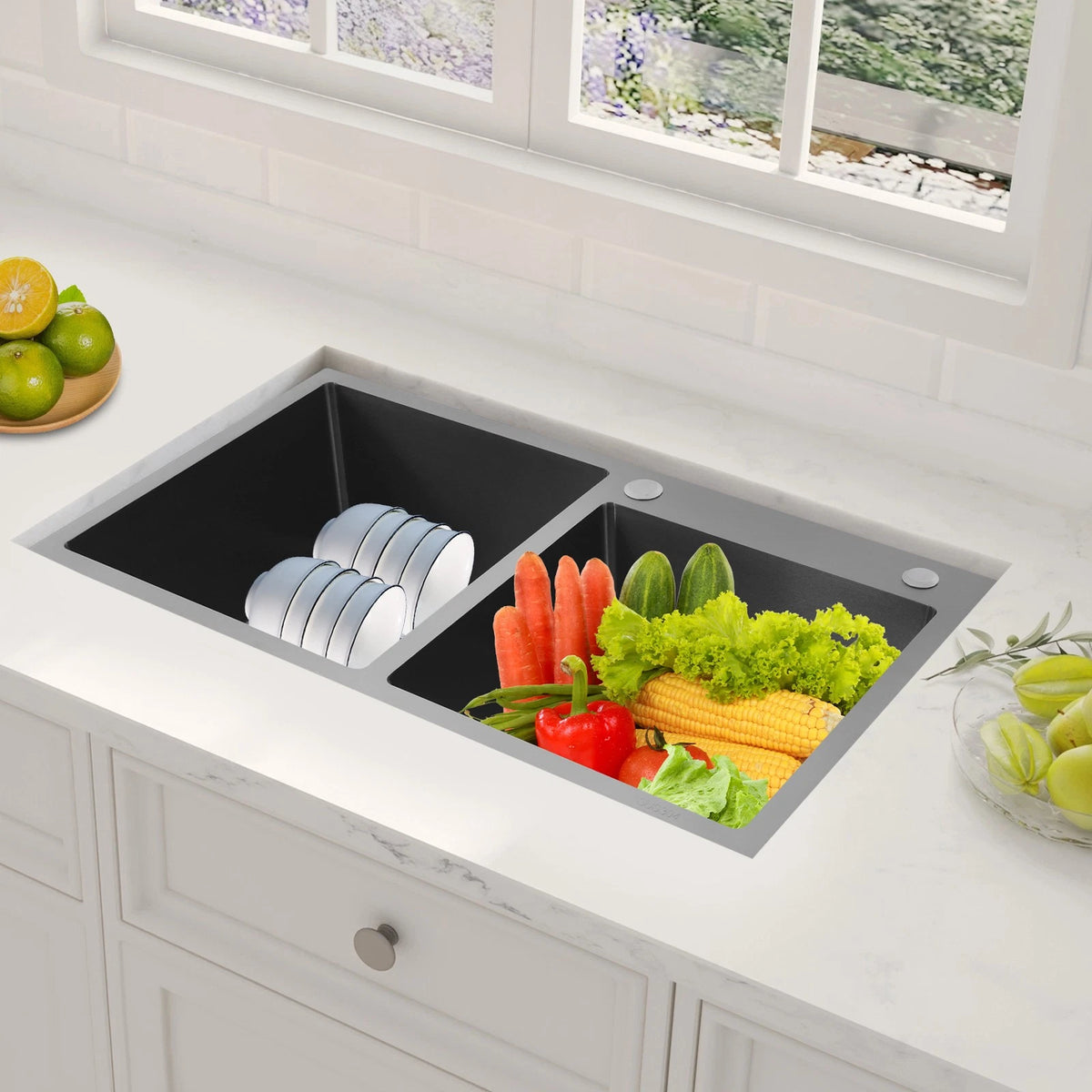 Dual Bowl Stainless Steel Kitchen Sink for Kitchens and Bars