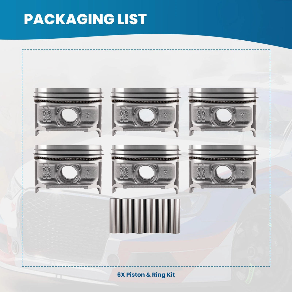 6pcs Pistons & Rings Kit for Jeep Grand Cherokee 4.0L (1996–2006) W9V58C