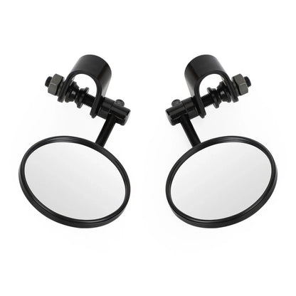 Clamp On 3" Round Black Mirrors for Cafe Racer Chopper Bobber
