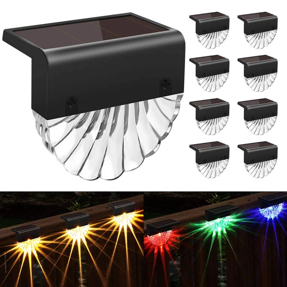 8 Pack Solar Deck Lights for Outdoor Use - Waterproof Solar Step & Fence Lights