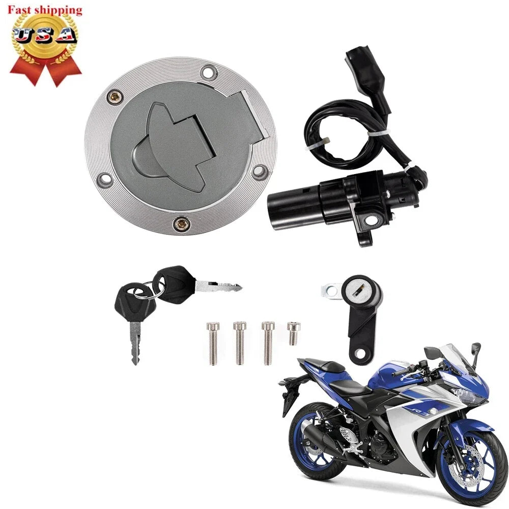 Ignition Switch Fuel Gas Cap Seat Lock Key Set for Yamaha YZF-R25 R3 (2014–2023)