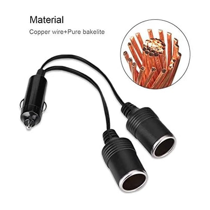 Dual Car Cigarette Lighter Splitter Charger for Universal Vehicles (12V)