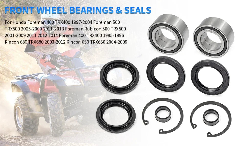 Front Wheel Bearings Seals Kit for Honda Foreman Rubicon 500 (2001–2023)