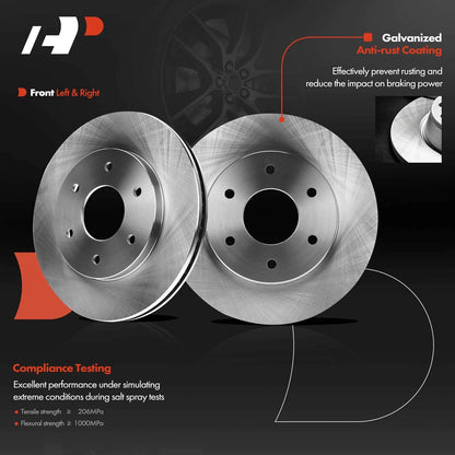 A-Premium Pair Front Brake Rotor & Pads + Caliper for Nissan Titan (2004–2005) BR31328-01, BR31328-02, R-31328, P-1015