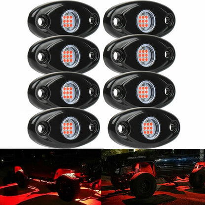 8X Red LED Rock Lights for Off Road UTE ATV Boat