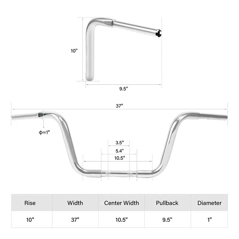 10" 12" 14" 16" 18" Rise Ape Hanger Handlebar for Harley Sportster XL
