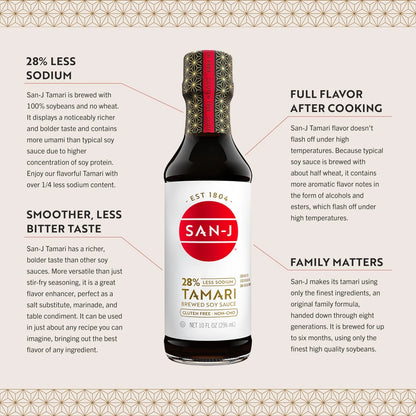 2X San-J Gluten Free Tamari Soy Sauce 28% Less Sodium