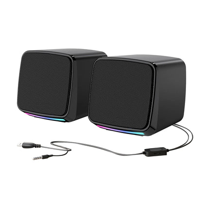 1 Pair Durable Small Desktop Speakers for Computer (No Part Numbers)