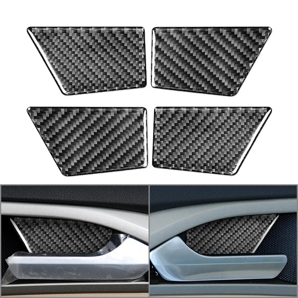 Set of 4 Door Handle Bowl Panel Cover Trim for Ford Mondeo (2013–2019) Carbon Fiber Black