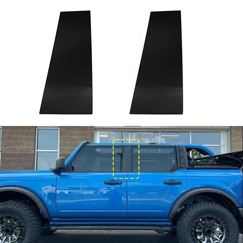 2X Glossy Black Exterior Pillar Posts for Ford Bronco 4-Dr (2021–2023)