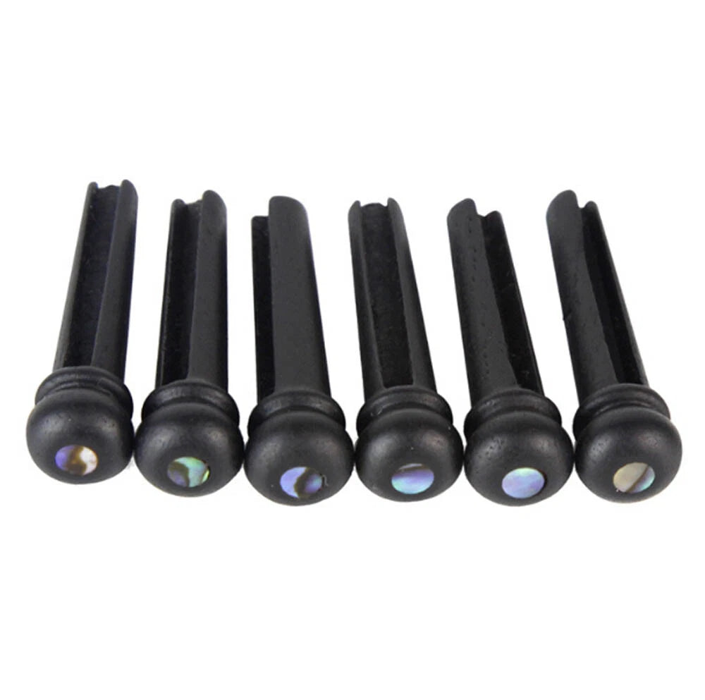 12Pcs Ebony Guitar Bridge Pins for Acoustic Guitar with Abalone Dot