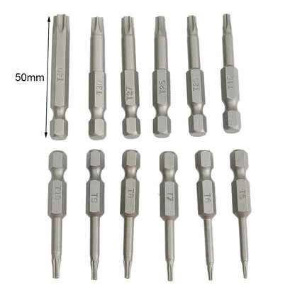 Set of 10 Alloy Steel Screw Driver Bits with Magnetic Holder
