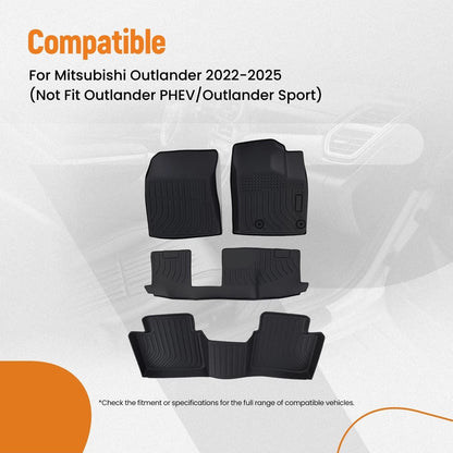 All Weather Black Floor Mats for Mitsubishi Outlander (2022–2025)