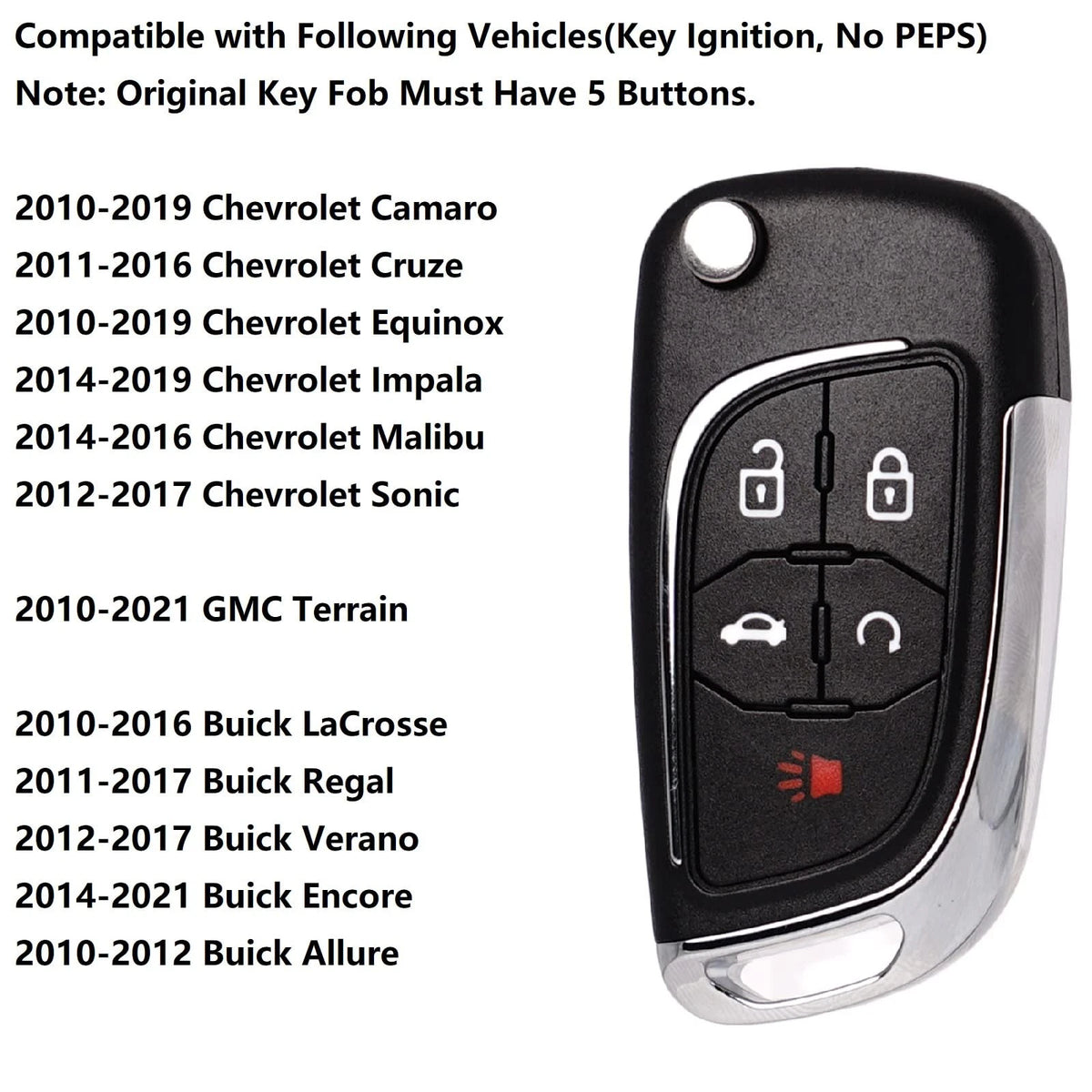 Key Fob Replacement for Chevy Cruze Equinox (2010–2019)