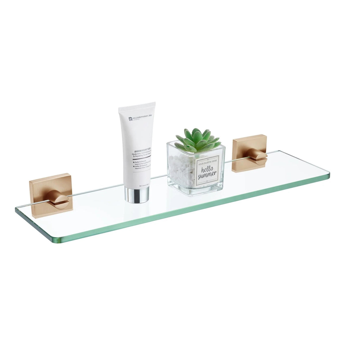 16-Inch Glass Shelf for Bathroom Floating Wall Shower Storage