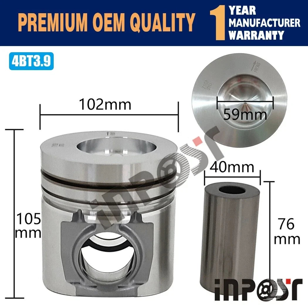 4BT3.9 Overhaul Rebuild Kit for 4BT Cummins 3.9 Engine (Komatsu S4D102)