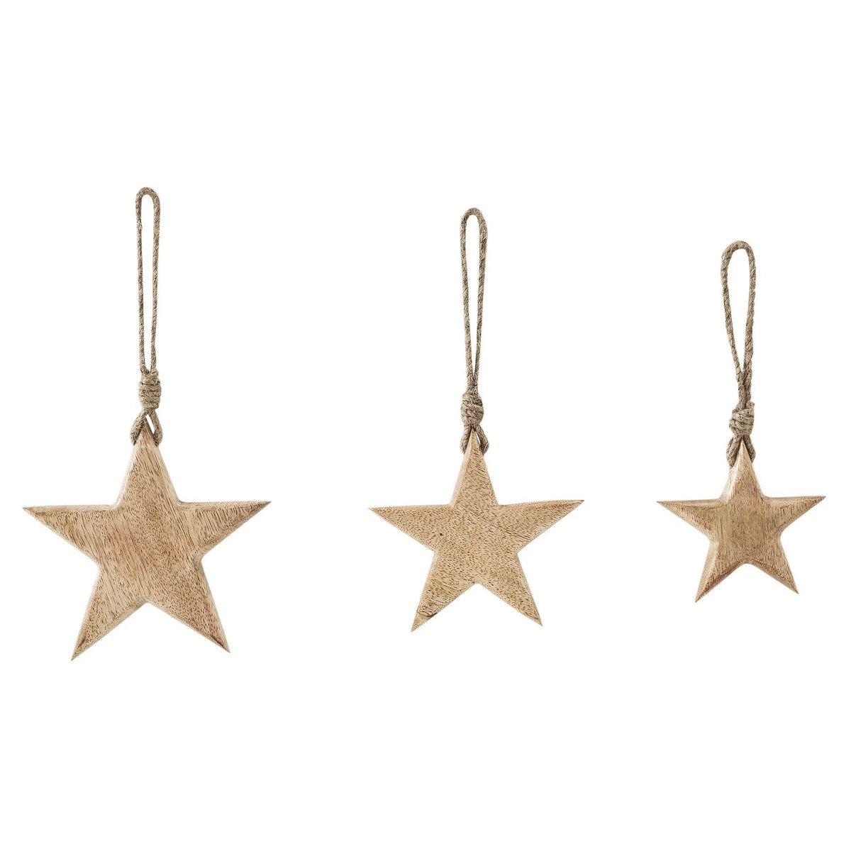 Wooden Star Decorative Ornament Set of 3 Sizes
