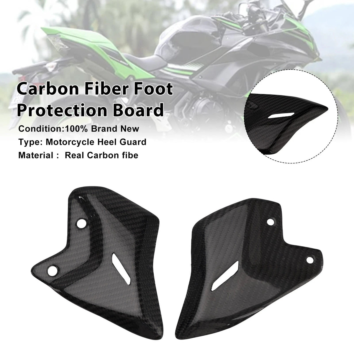 Real Carbon Fiber Foot Board for Kawasaki Ninja 650 Z650 (2017–2025) M549-A568-CBN