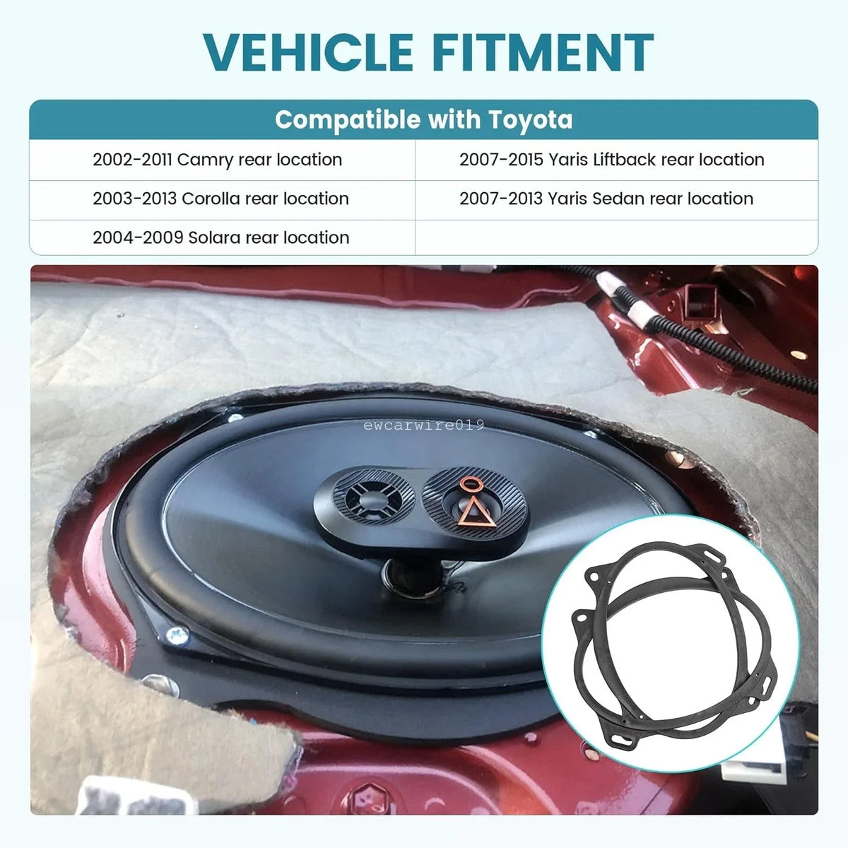 Rear Door Speaker Mounting Bracket 6"x9" for Toyota Corolla (2003–2013)
