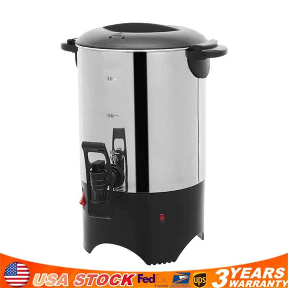 30-Cup Coffee Percolator Urn for Commercial Use (175 Oz, 1000W)