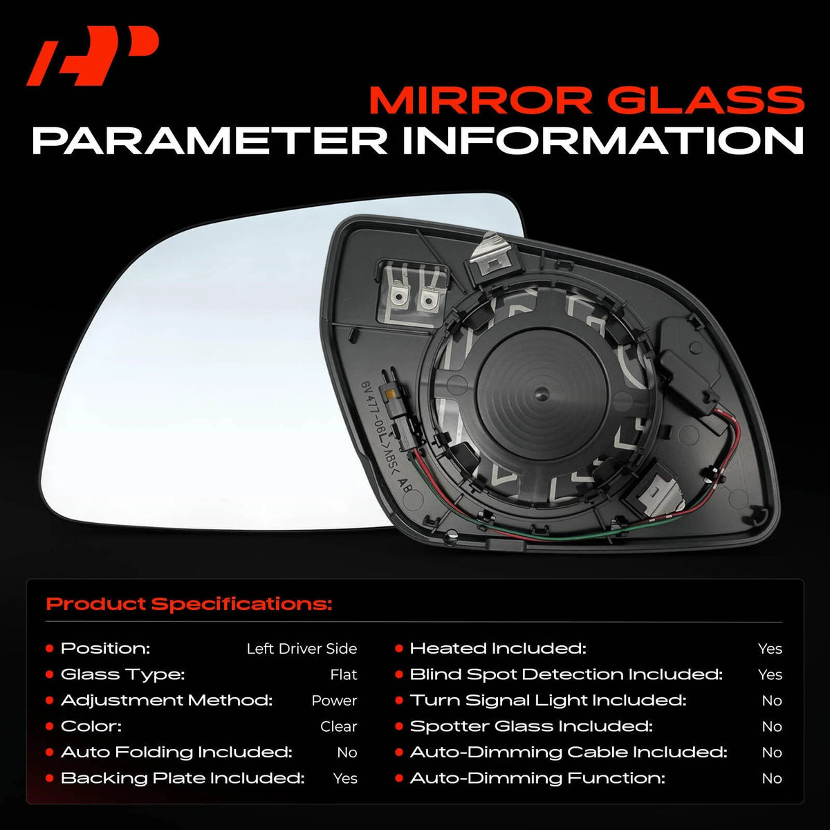 Heated Blind Spot Driver Side Mirror Glass for Hyundai Venue (2019–2023) - 87611K2320, HY1324172