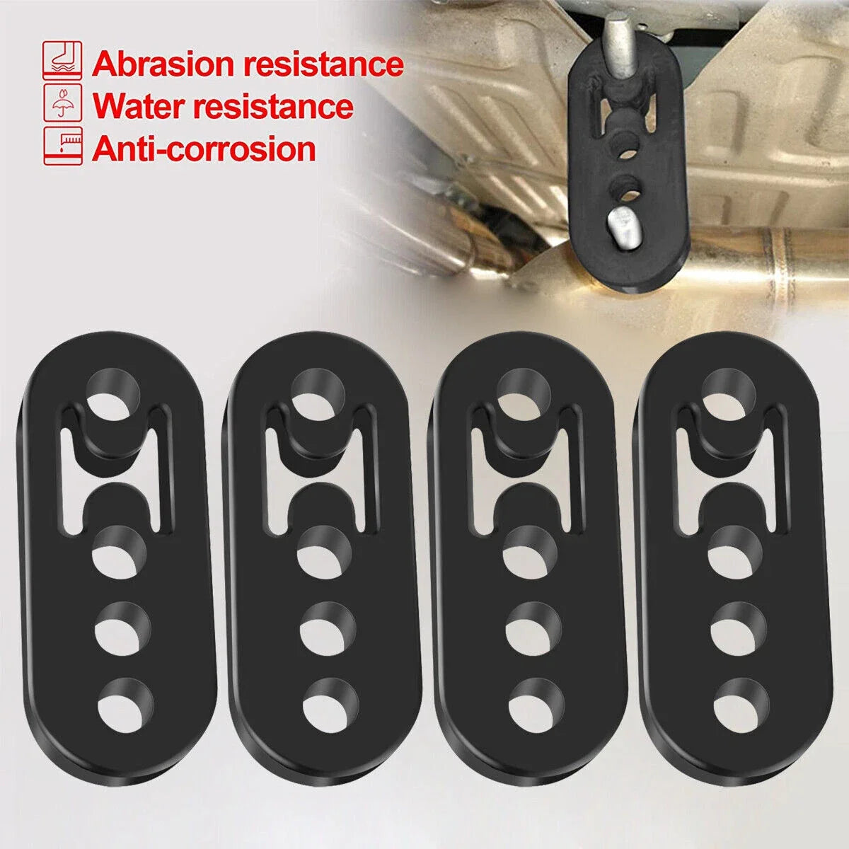 4pc Exhaust Hangers Adjustable for Universal (2000–2025) Polyurethane Rubber