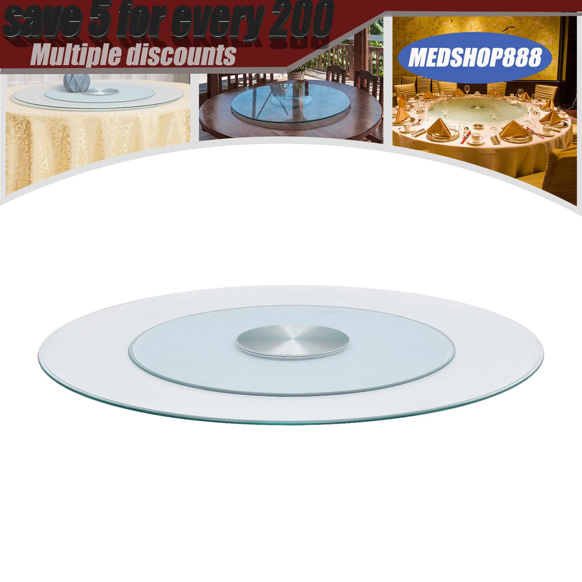 27.56" Glass Turntable for Dining Table Centerpiece