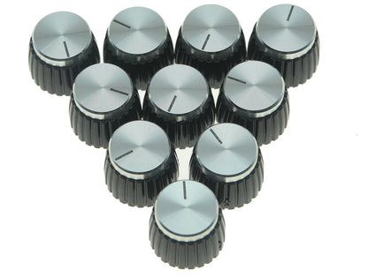20 Pack Push-on Knobs for Marshall Guitar AMP Amplifier - Black/Silver Cap