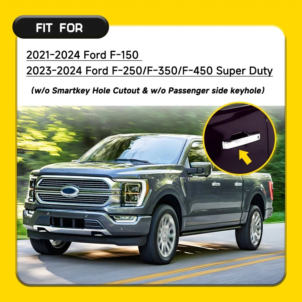 Gloss Chrome 4 Door Handle Covers for Ford F150 (2021–2025)