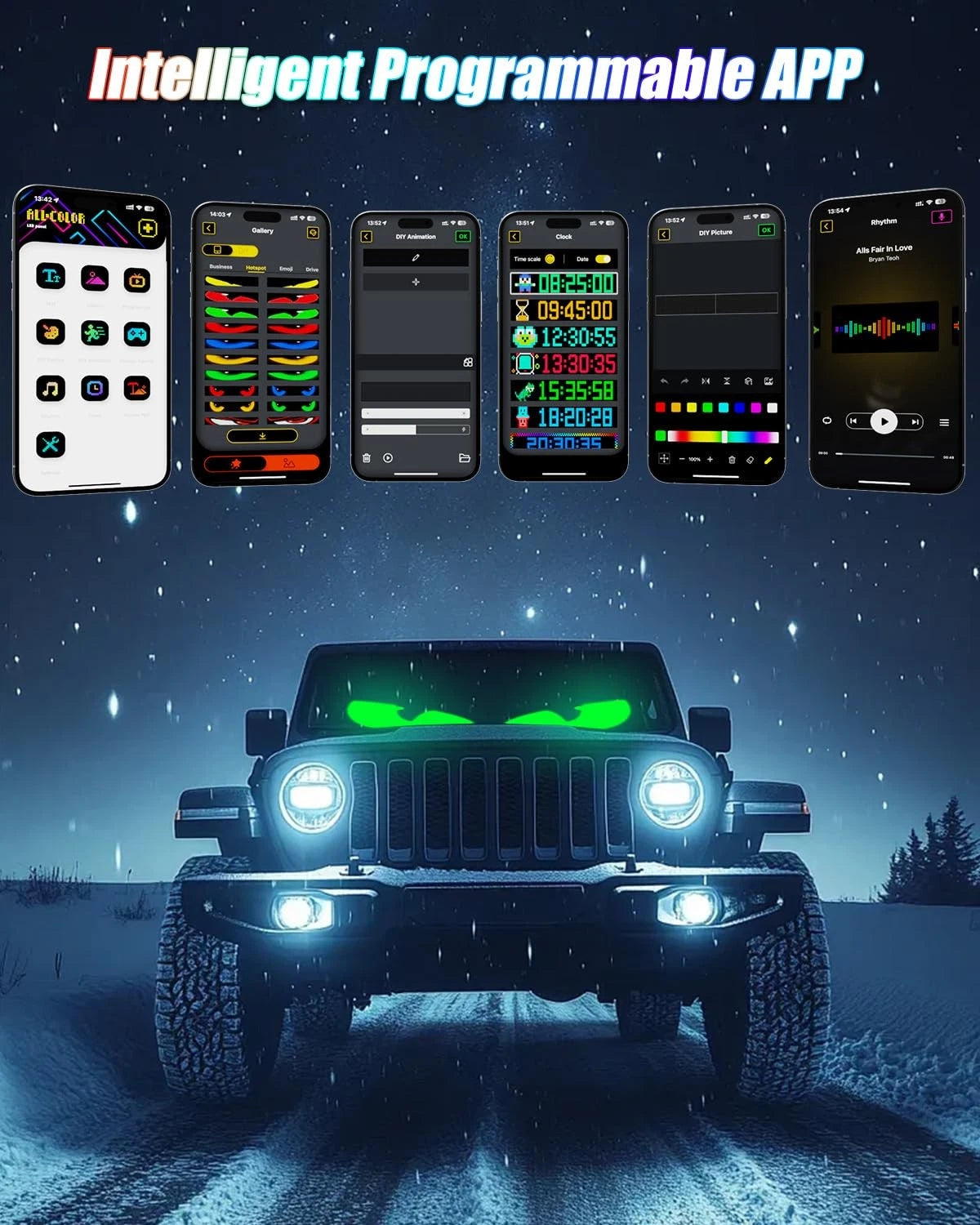 LED Devil Eyes Windshield Light for Cars & Trucks (Programmable Display)