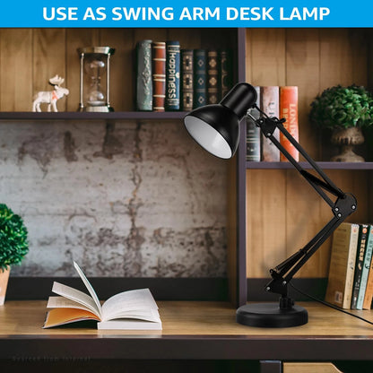 Adjustable Swing Arm Desk Lamp for E26 Bulb (1 Unit) - Black