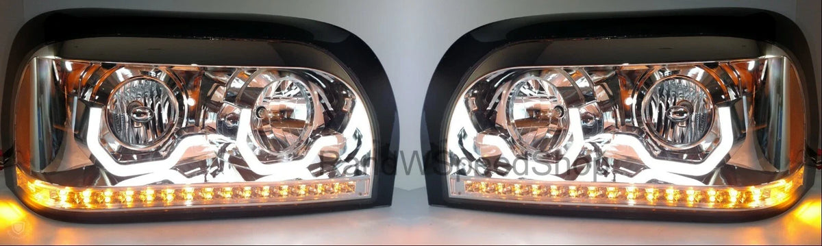 Chrome Headlights Front Pair with LED Turn Signal for Freightliner Century (1995–2007)