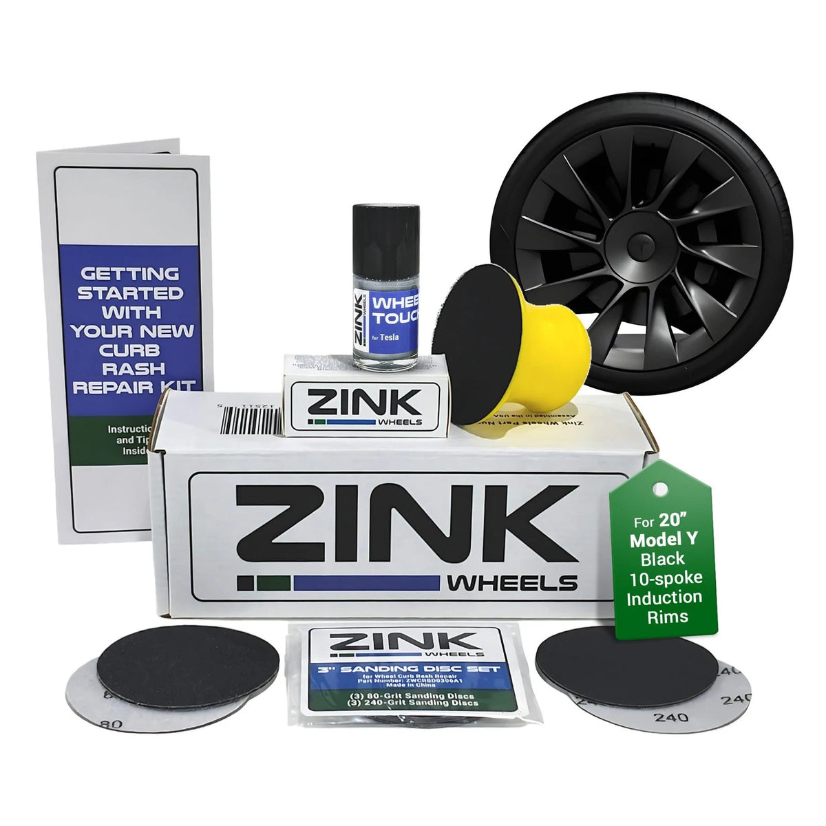 20" Black Induction Wheel Curb Rash Repair for Tesla (Pack of 1)