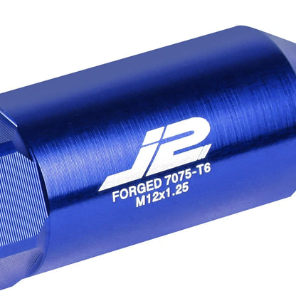 20Pc J2 7075 Forged Aluminum M12x1.25 Spiked End Lug Nut Set with Adapter Blue